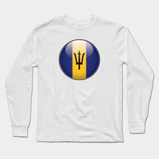 Barbados National Flag Glossy Button Long Sleeve T-Shirt
